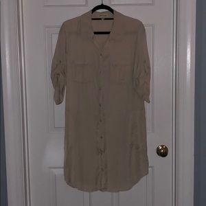 Anthropologie taupe button up dress